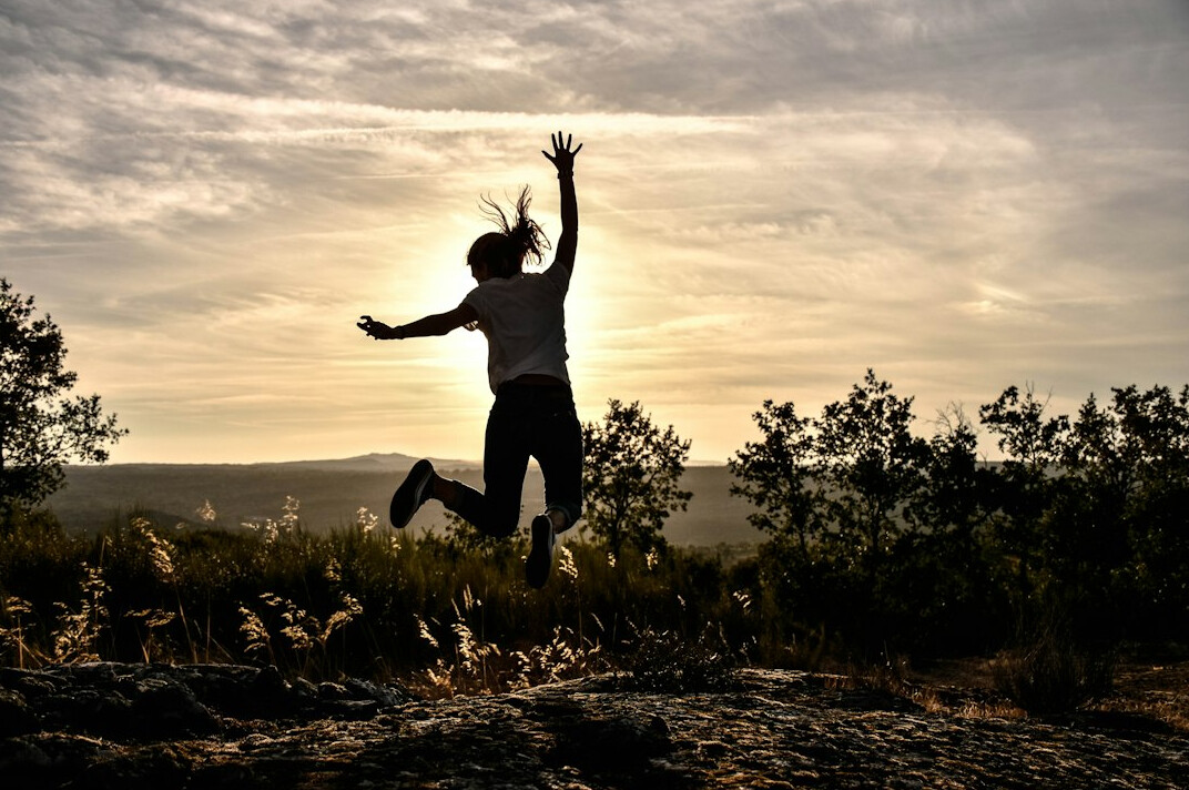 person celebrating small win